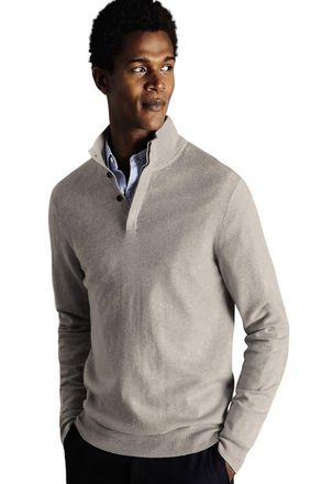CHARLES TYRWHITT Merino/Cashmere Button Neck in Silver Grey at Nordstrom, Size Xx-Large