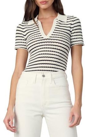 Joe's The Jess Pointelle Polo Shirt in Milk/black Stripe at Nordstrom Rack, Size X-Large