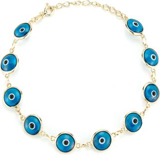 Glaze Jewelry Sterling Silver Blue Enamel Evil Eye Bracelet