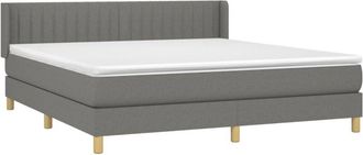 vidaXL Vidaxl - Cama Box Spring Con Colch&oacute;n Tela Gris Oscuro 160x200 Cm