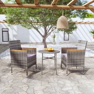 vidaXL Set Mobili da Pranzo per Giardino 3 pz in Polyrattan Grigio - Vidaxl