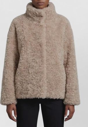 Herno faux fur stand collar short coat