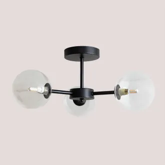 Sklum Sklum - L&aacute;mpara De Techo En Hierro Con 3 Bolas De Cristal Sarka
