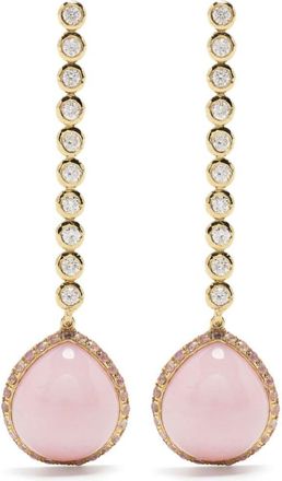 Octavia Elizabeth 18kt yellow gold sapphire and diamond drop earrings - women - 18kt Yellow Gold/Opal/White Diamond/Pink Sapphire - One Size