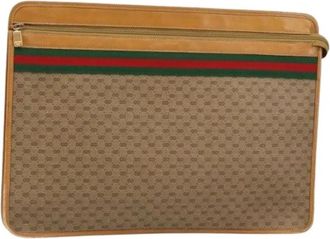 Gucci Pre-owned Vintage Leren Clutch - Dames - Vintage Clutch - Beige - ONE Size - Leer - Vintage