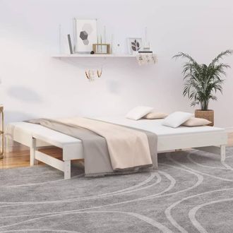 vidaXL Sof&aacute; Cama Extra&iacute;ble Madera Maciza De Pino Blanco 2x(100x200) Cm Vidaxl