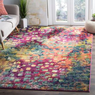Safavieh Alfombra boho chic de polipropileno rosa/multicolor, 155 x 231 cm