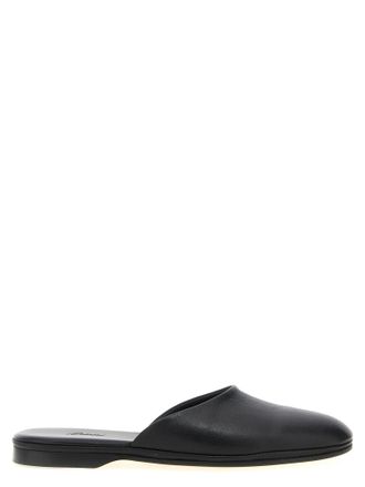 Brioni Leather Sabots Flat Shoes Black