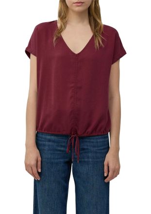 s.Oliver Kurzarmbluse S.OLIVER, Damen, Gr. 36, rot (bordeaux), Web, Obermaterial: 100% Lyocell, unifarben, regular fit taillenbedeckt, V-Ausschnitt, Blusen Kur