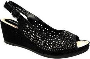 Ninety Union Anita Crystal Embellished Slingback Wedge Sandal in Black at Nordstrom Rack, Size 10