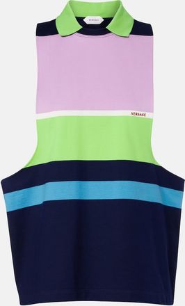 Versace Striped cotton jersey tank top