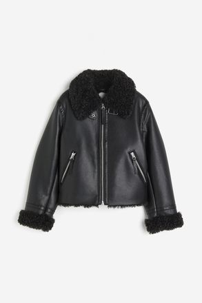 H&M Jacke mit Teddyfutter - Schwarz