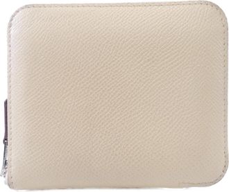 Herm&egrave;s Silkin Epsom Leather Silk Coin Purse/Coin Case (Pre-Owned)
