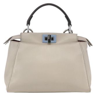 Fendi Peekaboo Bag Leather Beige Leather Handbag (Pre-Owned)