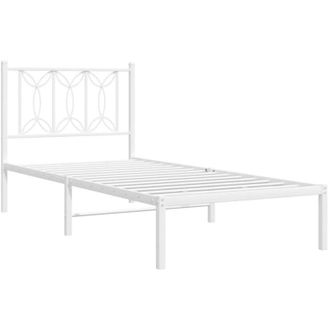 vidaXL Metal Bed Frame without Mattress with Headboard White 80x200cm vidaXL