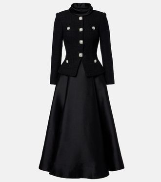 Self Portrait Boucle taffeta midi dress