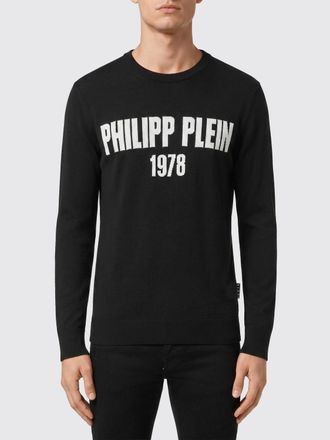 Philipp Plein Wool and Cotton Blend Crewneck Jumper with All-Over Jacquard Logo Pattern