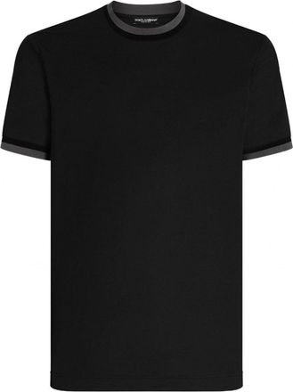 Dolce & Gabbana CONTRAST TRIM T SHIRT Size: 54, colour: BLACK