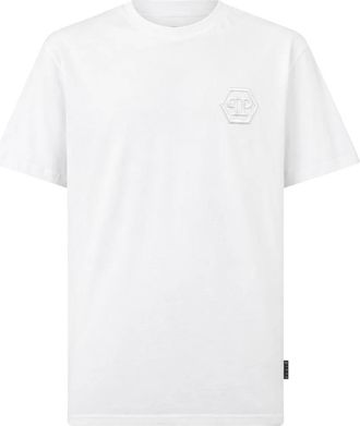 Philipp Plein Camiseta Cuello Redondo SS Hex&aacute;gono - Tops - Hombre - Blanco - 4XL