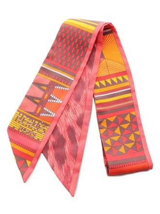 Herm&egrave;s 2010s Pelage Et Camouflage ribbon scarf - women - Silk - One Size - Red