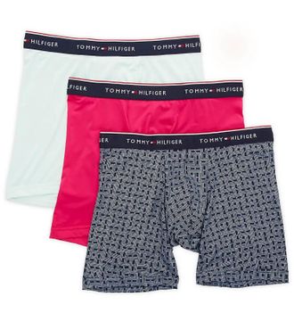 Tommy Hilfiger Mens 3-Pack Microfiber Boxer Brief In Hot Pink/blue/light Green