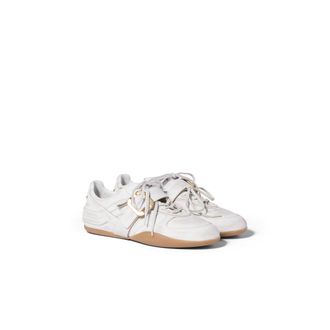 Miu Miu Gymnasium Leather Sneakers With Strap And Buckle, Woman, White, Size 35,5