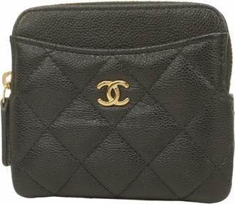 Chanel Black Grained Calfskin Coin Purse/Coin Case (Pre-Owned)