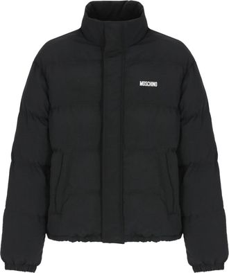 Moschino Korte Gewatteerde Jas - Heren - Winterjassen - Zwart - M - Leer - Jassen