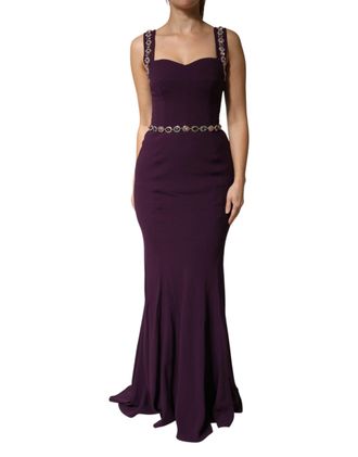 Dolce & Gabbana Womens Embellished Sheath Mermaid Gown Purple