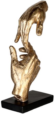 Casablanca Design Dekofigur »Skulptur Two Hands, gold/schwarz« Dekoobjekt, Höhe 29, Hände, mit Spruchanhänger, Wohnzimmer