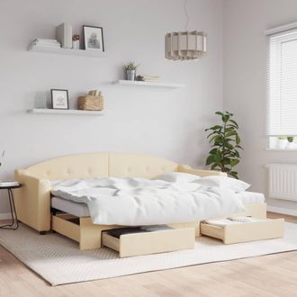 vidaXL Vidaxl - Sof&aacute; Cama Nido Con Cajones Tela Color Crema 80x200 Cm