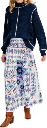Carolina K Cata Midi Skirt In Antique Floral Blue