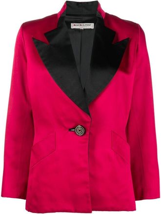 Saint Laurent peak-lapels single-breasted jacket - women - Calf Leather - 38 - Red