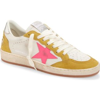 Golden Goose Ball Star Low Top Sneaker in White/Pink/Honey/Silver at Nordstrom, Size 10Us