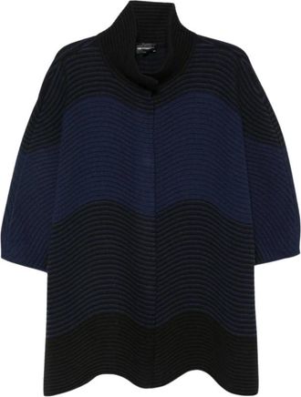 Emporio Armani Wolmix Cabanjas - Dames - Ponchos - Blauw - L - Wol - Jassen