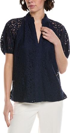 CeCe by Cynthia Steffe Cece Ruffle Neck Raglan Seam Split Neck Blouse