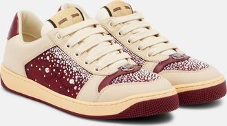 Gucci Screener embellished canvas and leather sneakers