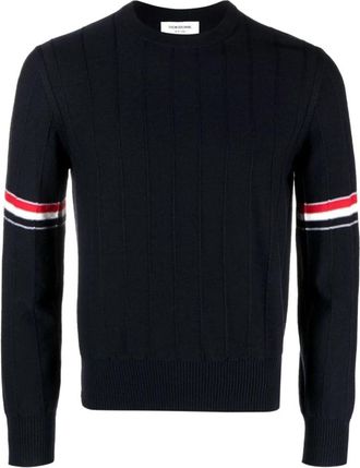 Thom Browne RWB-Stripe Sweater Jumper - Heren - Ronde hals truien - Blauw - M - Truien & Vesten