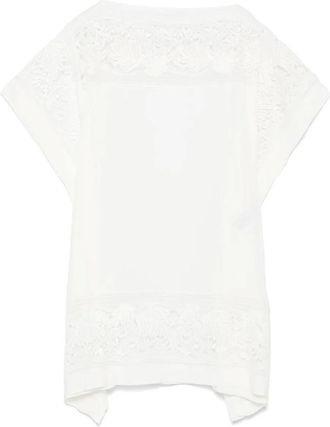 Ermanno Scervino Short Dresses, female, White, XS, White Floral Lace Boat Neck Dress