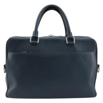 Louis Vuitton Porte-Documents Business Taiga Leather Blue Leather Handbag (Pre-Owned)