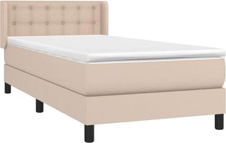 vidaXL Cama Box Spring Con Colch&oacute;n Cuero Sint&eacute;tico Capuchino 80x200 Cm Vidaxl