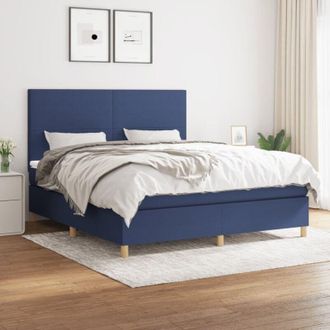 vidaXL Cama Box Spring Con Colch&oacute;n Tela Azul 160x200 Cm Vidaxl