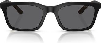 Emporio Armani 55mm Polarized Rectangular Sunglasses in Matte Black /Grey Polar at Nordstrom