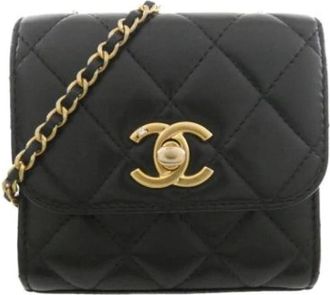 Chanel Pre-owned Vintage Leren Schoudertas - Dames - Vintage Schoudertas - Zwart - ONE Size - Leer - Vintage