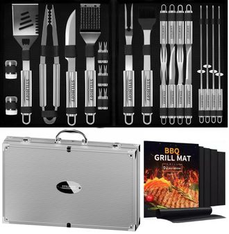 OEM Juego De Accesorios Para Parrilla Stilhoff Strong Grill, Cubiertos (32 Piezas, 26 Piezas + Estuche + 5 Tapetes)