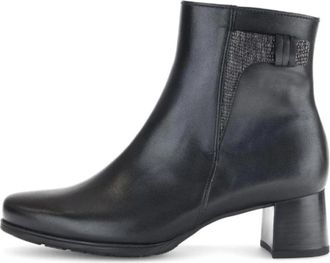 Gabor 52.823.67 Enkellaarsjes - Dames - Laarzen met Hak - Zwart - 40 EU - Leer - Schoenen