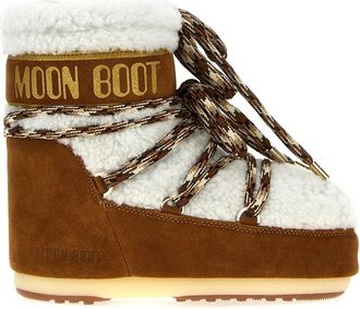 Moon Boot Schoenen, Dames, Bruin, 36 EU, Wol, Icon Low Shearling Enkellaarsjes