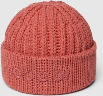 Gucci Wool Cashmere Hat With Embroidery, Pink, Wool