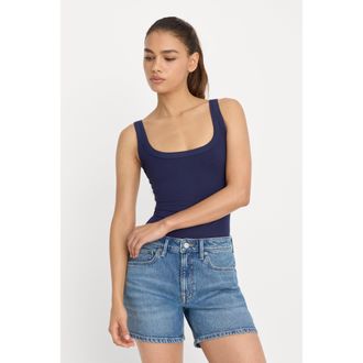 Good American Womens Modal Rib Tank Bodysuit | Horizon Ink, Size Medium | Good American by Khlo&Egrave; Kardashian