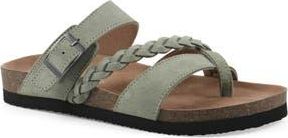 White Mountain Hazy Leather Footbed Sandal in Sage Green/Suede at Nordstrom Rack, Size 11
